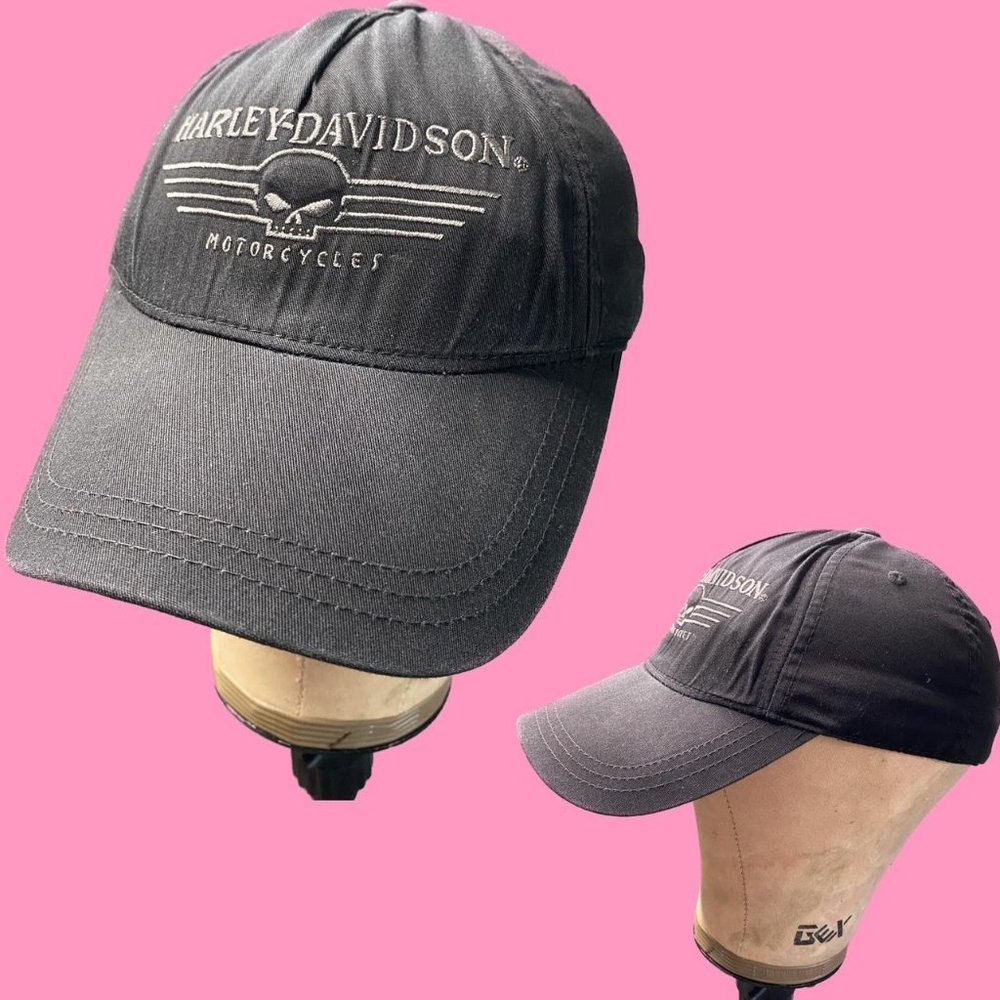 black and grey harley davidson hat